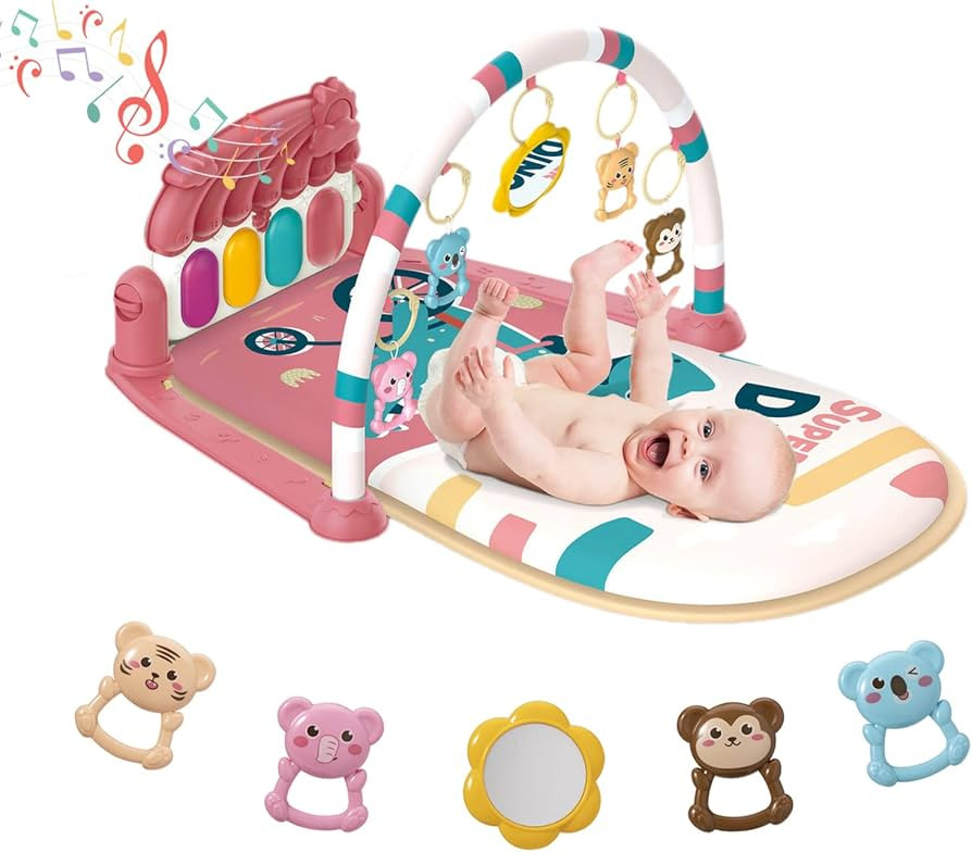 dearlomum Baby Play Mat Baby Gym, Piano Tummy Time Baby Activity Gym Mat with 5 Infant Learning S... | Amazon (US)