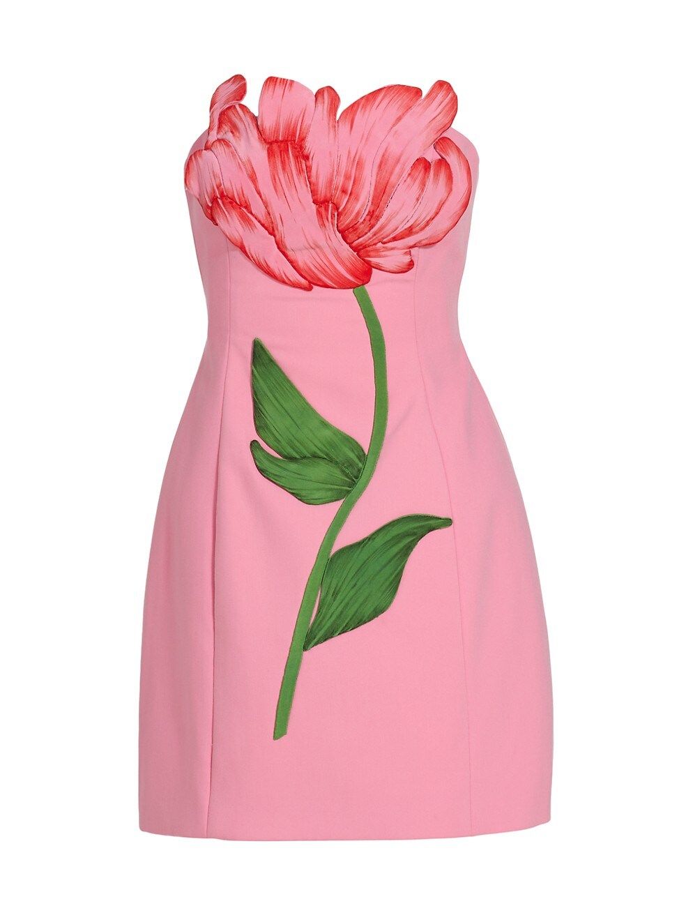 Lela Rose Strapless Floral-Appliqué Minidress | Saks Fifth Avenue