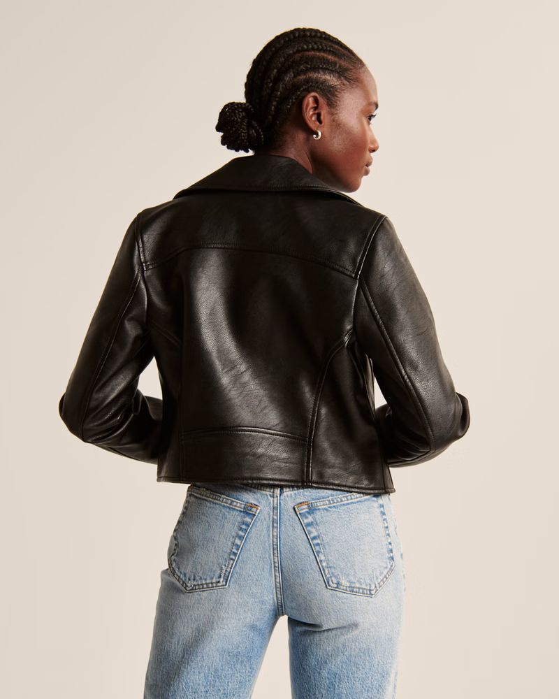 Women's Vegan Leather Moto Jacket | Women's Coats & Jackets | Abercrombie.com | Abercrombie & Fitch (US)