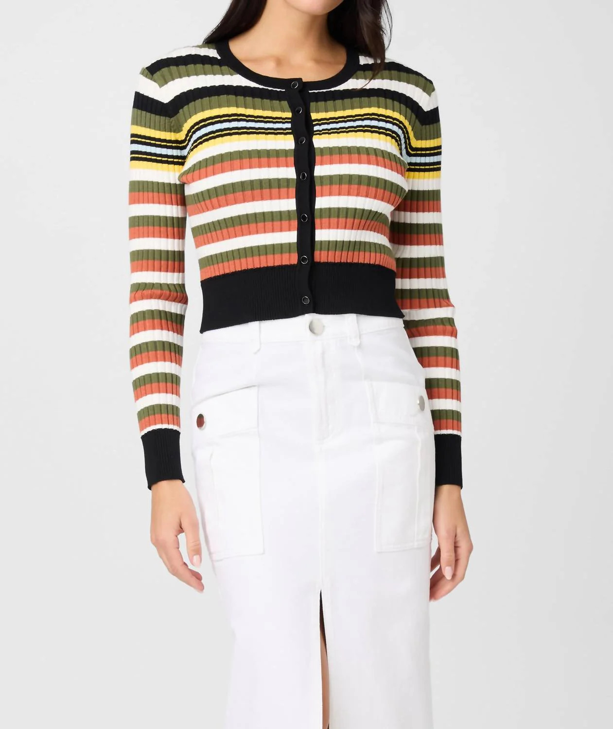 Joey Cropped Stripe Cardigan In Multicolor | Shop Simon