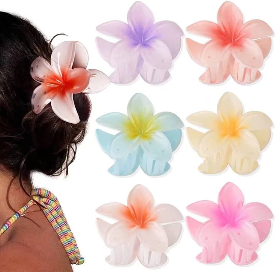 2023 New Flower Hair Clips,Hawaiian Flower Claw，Wonderful Gift,Strong Hold Claw Hair Clips for ... | Amazon (US)
