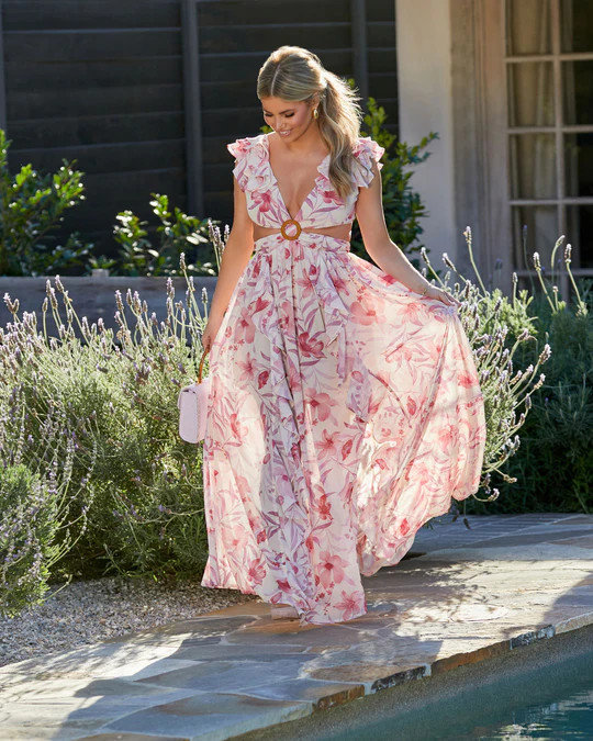 Amber Floral Side Cut Out Maxi Dress | VICI