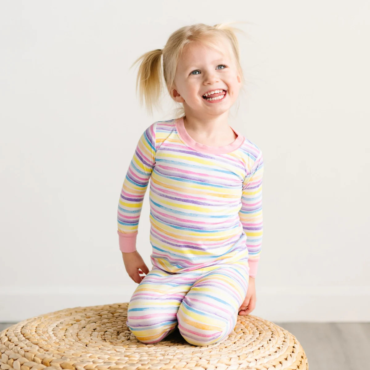 Sunrise Stripe Two-Piece Bamboo Viscose Pajama Set | Little Sleepies