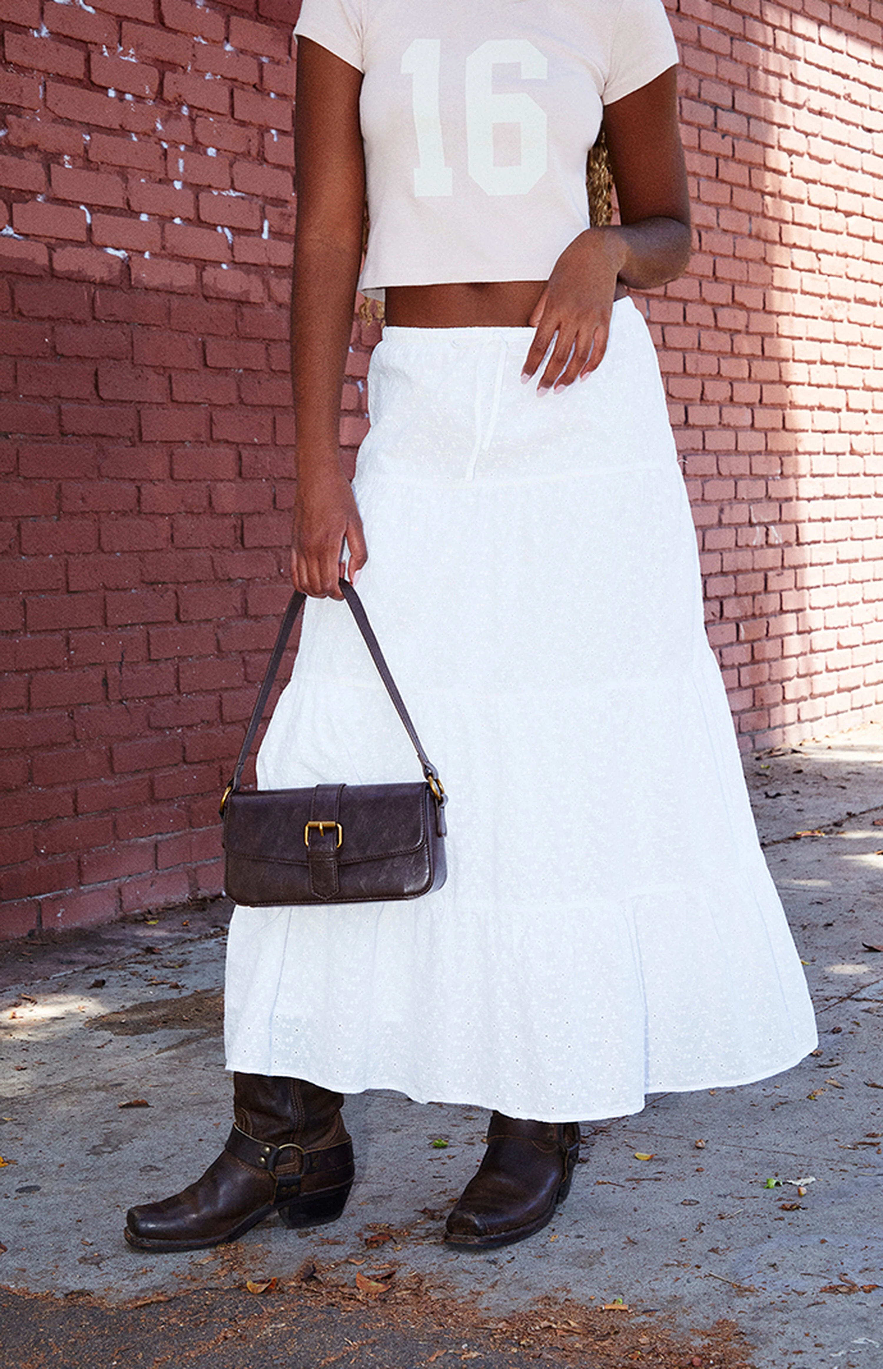 John Galt White Floral Izzy Maxi Skirt | PacSun