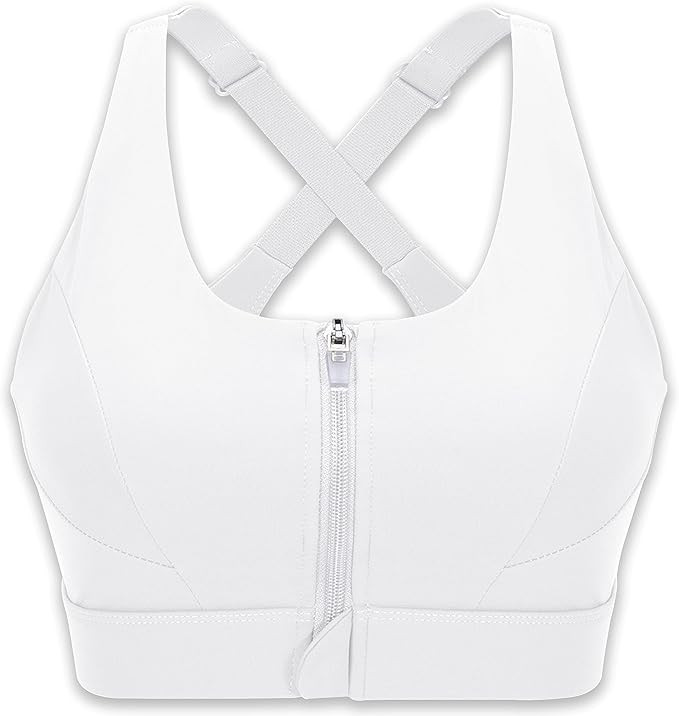 Cordaw Zip Front Sports Bra Adjustable Straps High Support Medium Impact Zipper Front Hook Runnin... | Amazon (US)