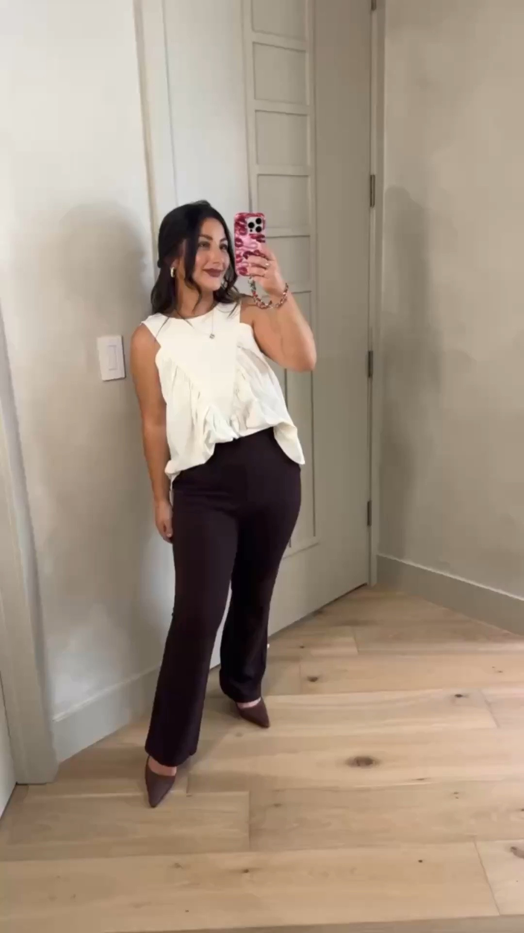 Cute workwear to date night look! Ruffle swing tank size small, Pants size small 28" 

5'0" 140lbs
Petite friendly!

#LTKPetite #LTKWorkwear #LTKootd