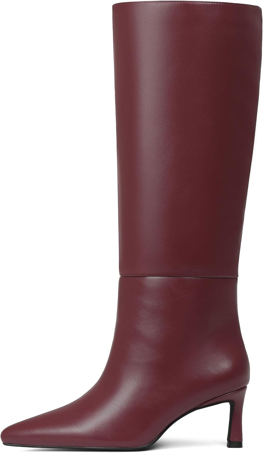 Knee High Boots Womens Wide Calf Kitten Heel Tall Boots Pointed Toe Suede Long Boots Trendy Dress Leather Low Heel High Boots Pull On | Amazon (US)