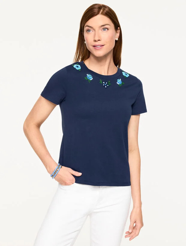 Crewneck Tee - Beaded Garden | Talbots