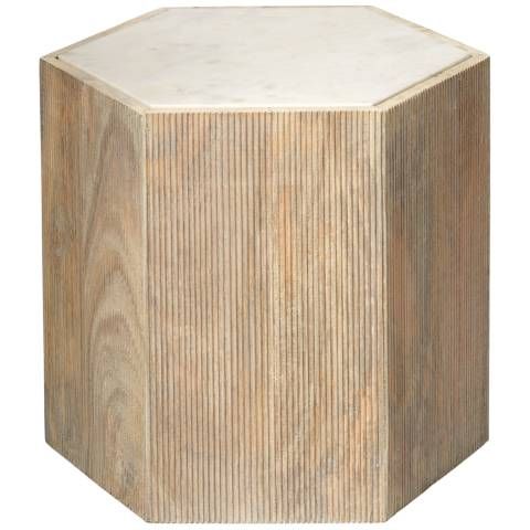 Jamie Young Argan 10" High Natural Wood Hexagon Table | Lamps Plus