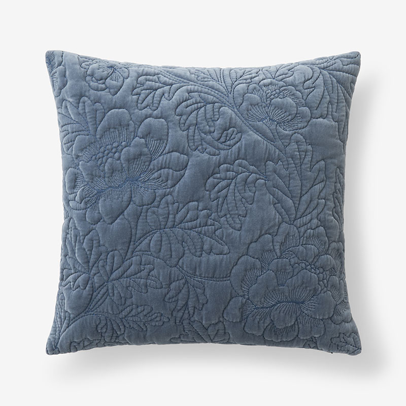 Fancy Floret Decorative Square Pillow Cover - Blue, 20 in. x 20 in. | The Company Store
