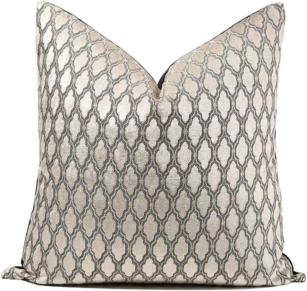 THE-TINOART Square Diamond Plaid Striped Embroidery Cut Velvet Cushion Case Luxury Modern Throw P... | Amazon (US)