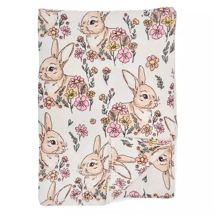 Bunnies and Florals Plush Throw | Kirklands