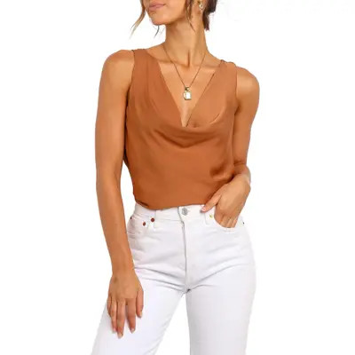 Petal & Pup Vinita Cowl Neck Tank in Rust at Nordstrom, Size 8 | Nordstrom