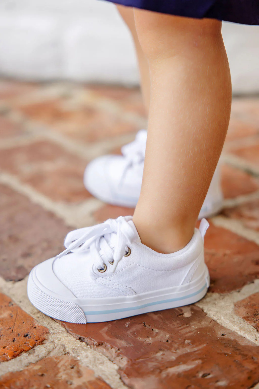 Prep Step Sneakers - Worth Avenue White with Buckhead Blue Stripe | The Beaufort Bonnet Company