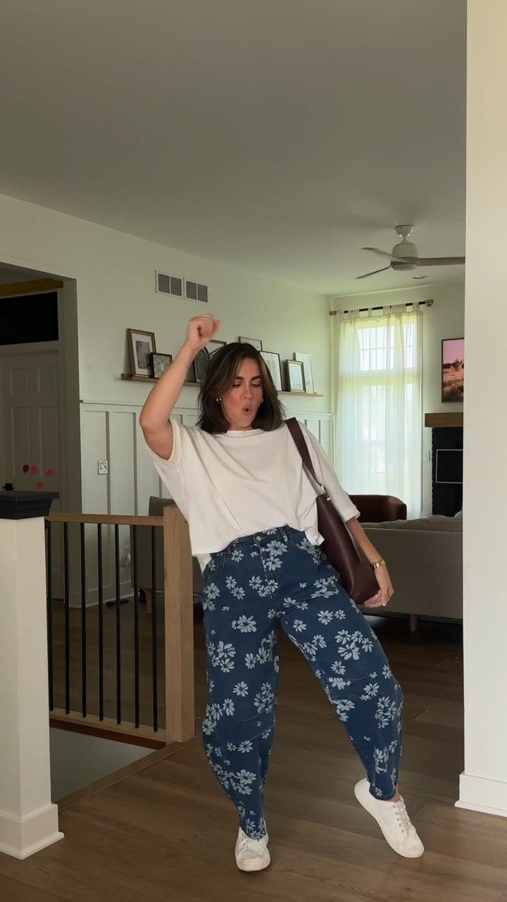 Styling the Amazon floral denim pants! Seriously SO cute! Elevated any plain outfit and makes it so fun!  This t-shirt Amazon too and it's the closest to free people I've found, I'm ordering more colors asap. 

Size L in everything!

#LTKSeasonal #LTKMidsize #LTKootd