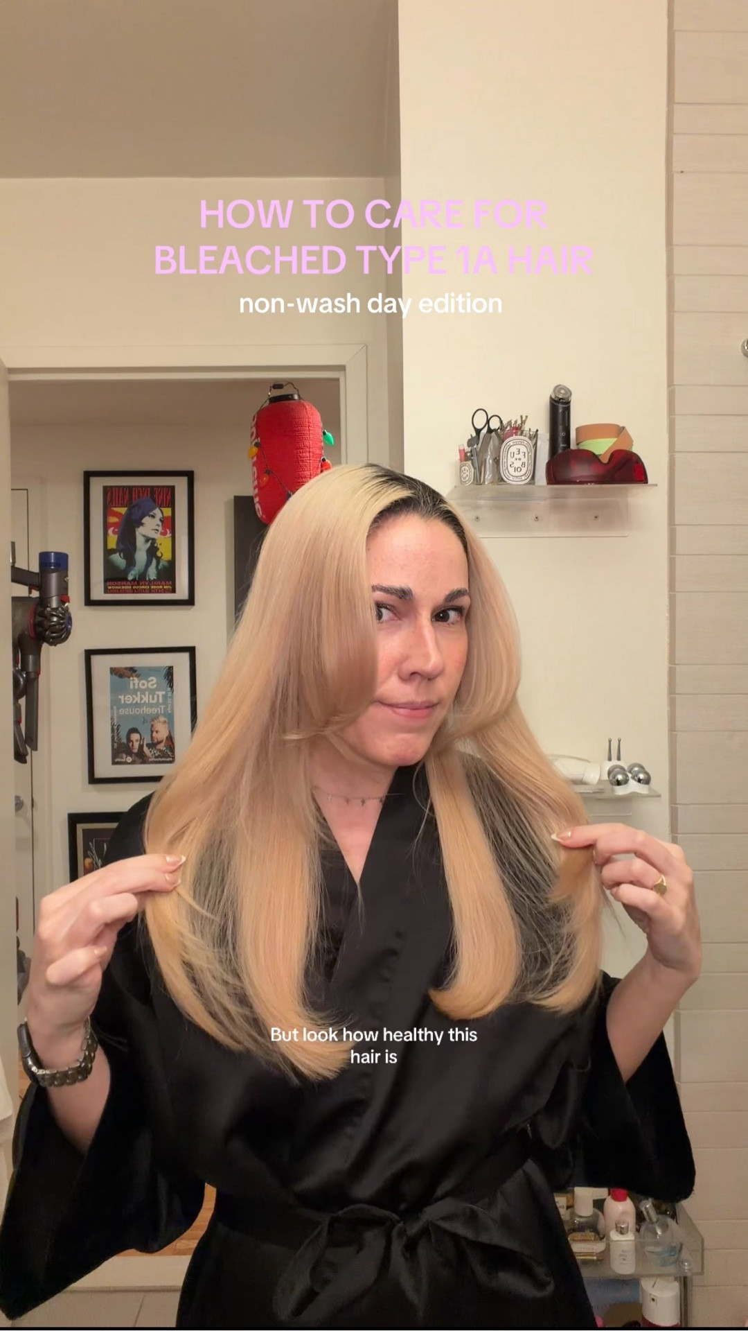 HOW TO CARE FOR BLEACHED TYPE 1A HAIR: NON WASH DAY EDITION 

Caring for bleached hair comes with great responsibility and it’s definitely more than just choosing the right products and caring for your hair on wash day. It’s every day in between!

I start with crown affair, dry shampoo: this is the absolute best I’ve found for day one and two after wash day for type 1A hair specifically. It’s a super fine powder that brushes clean, leaving your hair, fresh and weightless.

My next like to freestyle my hair so I use a heat protectant from Oribe. Most of my favorite heat protectant are drugstore ones but this brand is the only one that won’t weigh type 1A hair down. It’s truly worth the investment. I recommend a lot of Oribe products, but this is the absolute best investment of all of them if you’re going to pick one.

I always style with my Dyson Airwrap: it’s less damaging on my hair than traditional, hot tools. 

Lastly, it’s super important to be using bond building products on your days between washes. I’ve been hooked on IGK’s Antisocial dry mask since they released it roughly 7 years ago and have never looked back. It’s also completely weightless on your hair and makes such a difference on your ends when you bleach them. I get way less split ends between her appointments and haircuts.

My Sleepy Tie is by far one of my best investments for beauty as it’s cut 15 to 30 minutes off of doing my hair in the morning: it preserves my blowout while sleeping in during. It’s currently 20% off through February 3 at midnight with code CELEBRATE.

#LTKgrwm #LTKBeauty