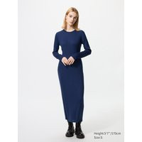Uniqlo - Ribgebreide Jurk Van Merinowolmix - Blauw | Uniqlo BE