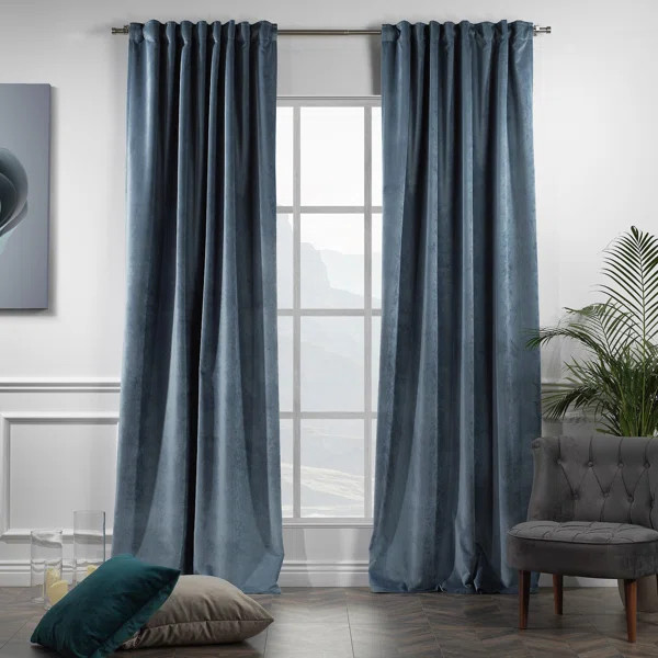 Extra Long and Extra Wide Solid Luxury Matte Velvet Single Curtain Panel | Wayfair North America