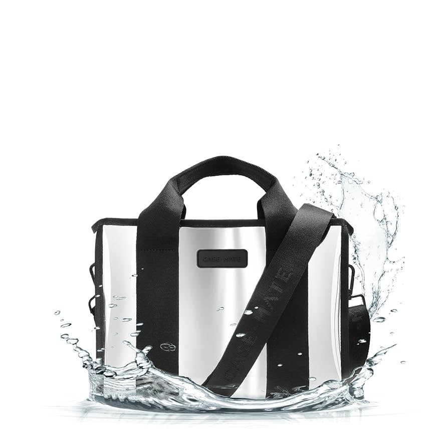 Case-Mate Silver Chrome Small Beach Tote - Lightweight Beach Bag with Crossbody Strap for Women -... | Amazon (US)