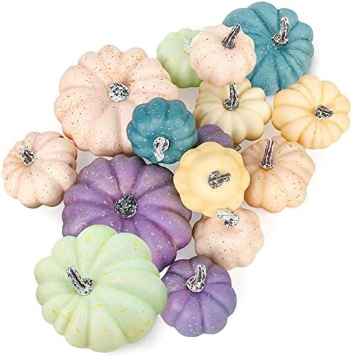 DomeStar Artificial Pumpkins, 15PCS Assorted Rustic Harvest Artificial Pumpkins Mini Fake Pumpkin... | Amazon (US)