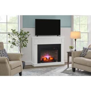 Grantley 50 in. W Freestanding Electric Fireplace Mantel in White | The Home Depot