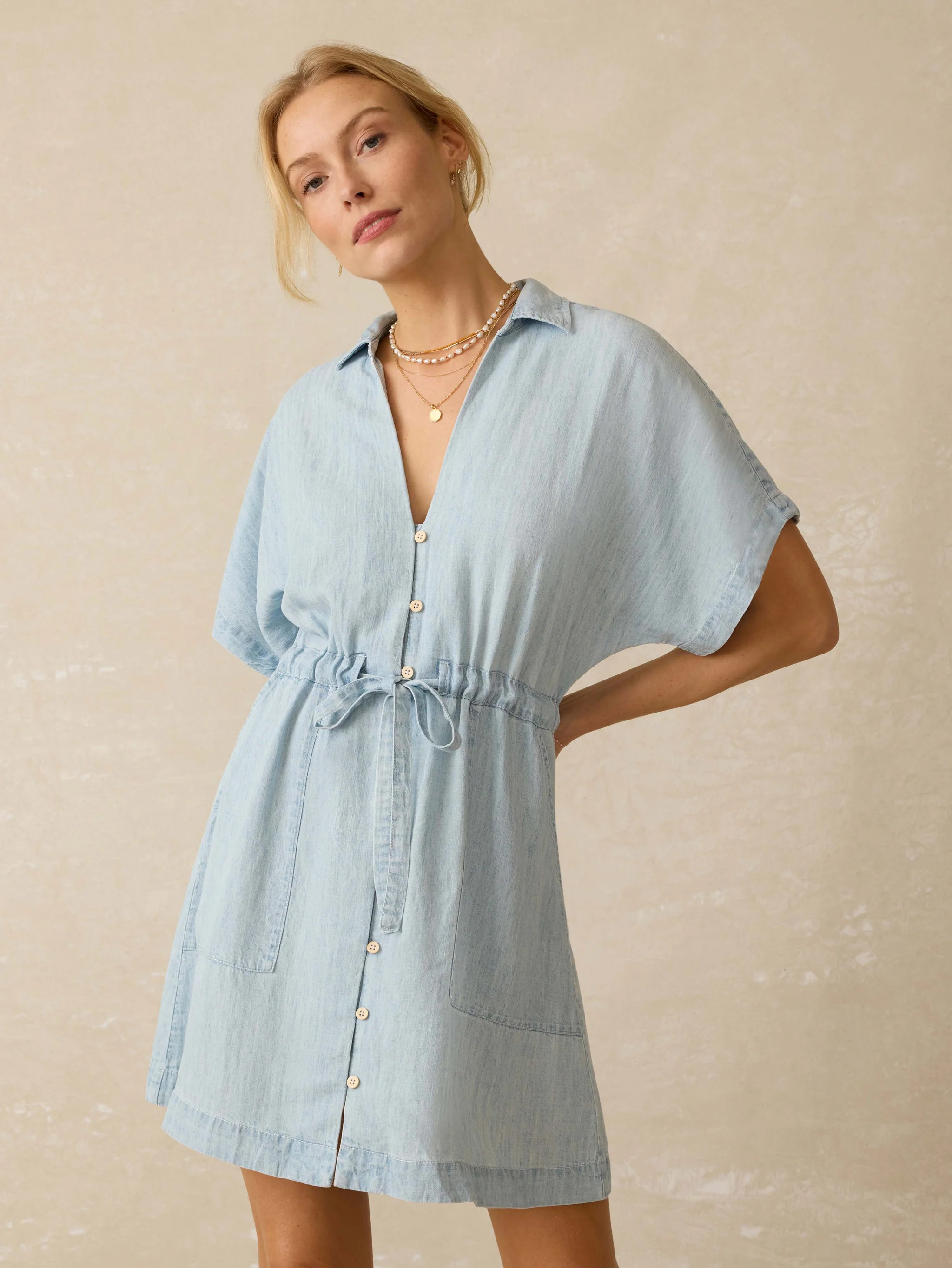 Tried & True Chambray Oakley Dress - Arctic Sea Wash | Faherty