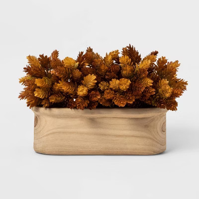 14" x 9" Artificial Hops Arrangement in Ceramic Pot Brown/White - Threshold™ | Target