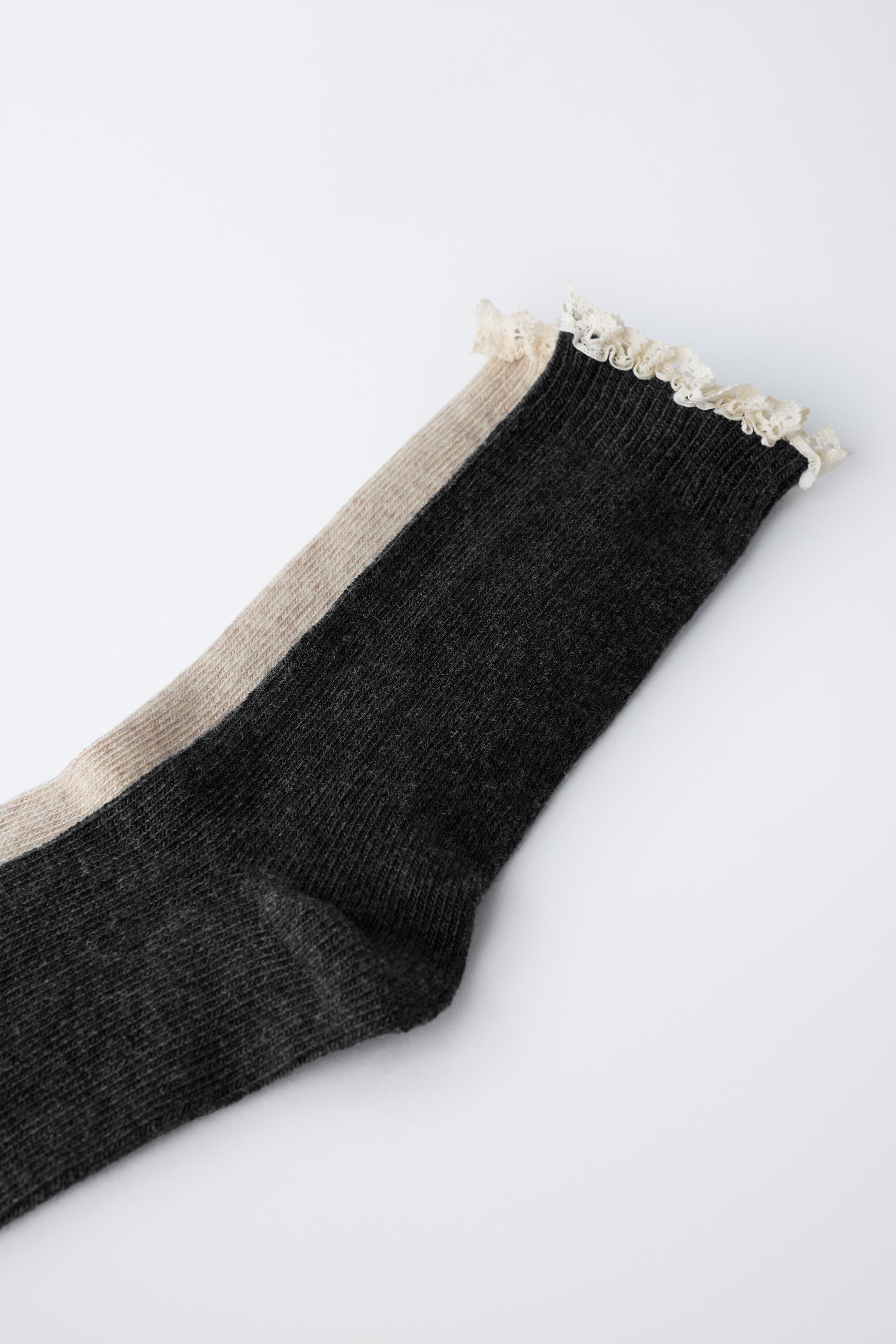 TWO-PACK OF LACE TRIMMED SOCKS | Zara US
