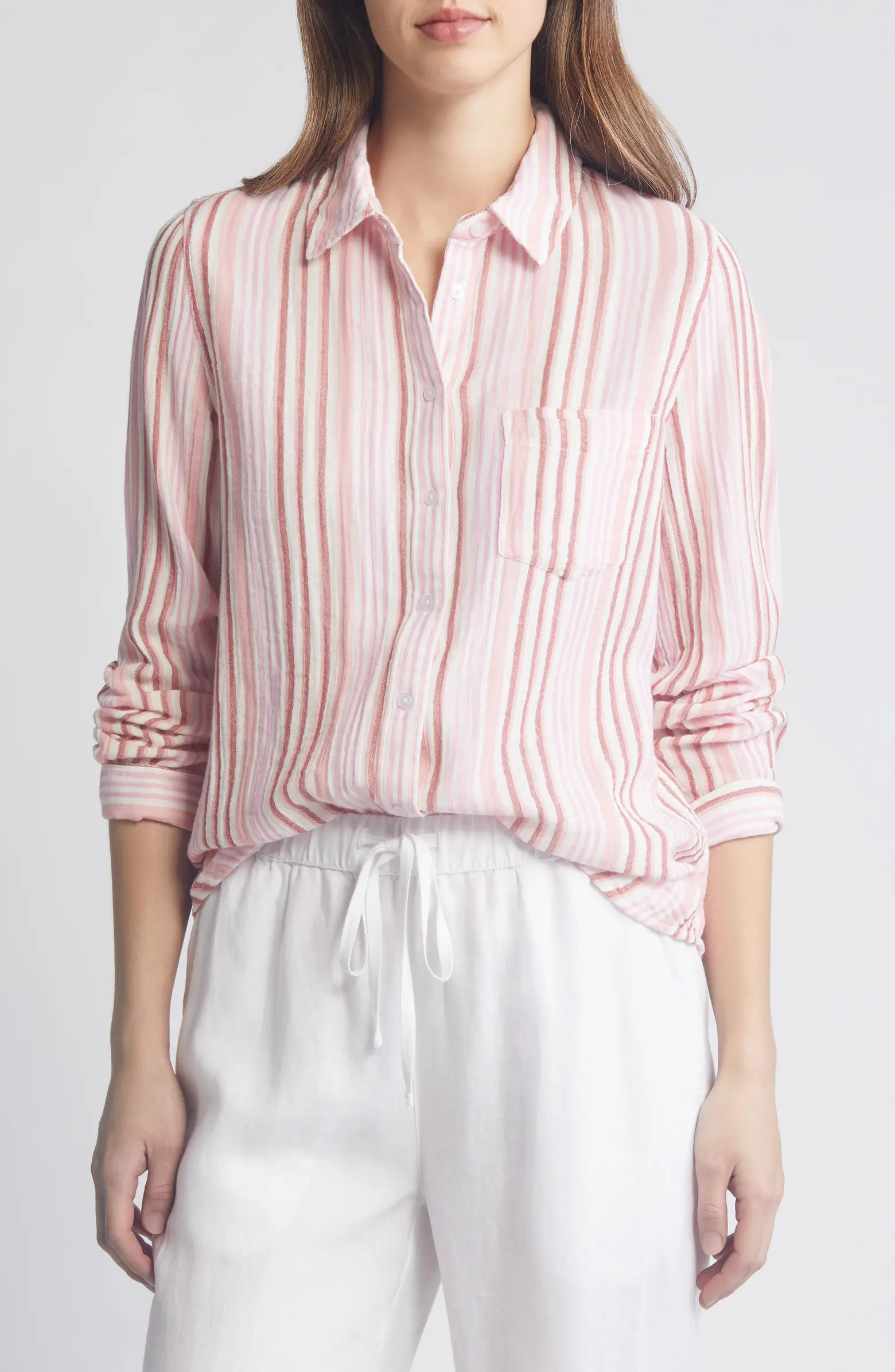 Stripe Cotton Gauze Button-Up Shirt | Nordstrom