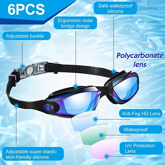 6 Pcs Swim Goggles Swimming Equipment Swimming Goggles Sport Swimming Goggles for Women Men Adult... | Amazon (US)