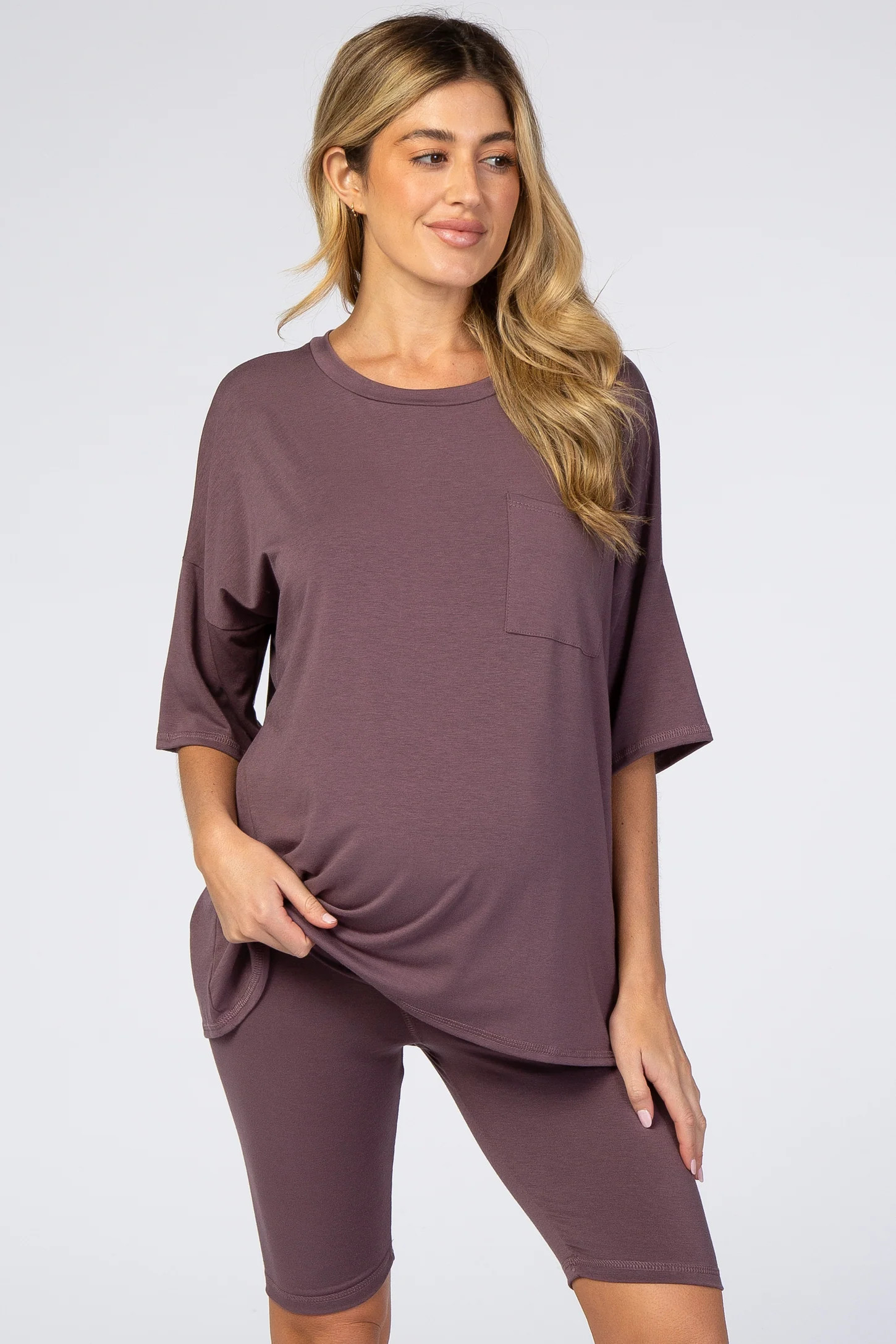 Purple Biker Short Maternity Sleep Set | PinkBlush Maternity