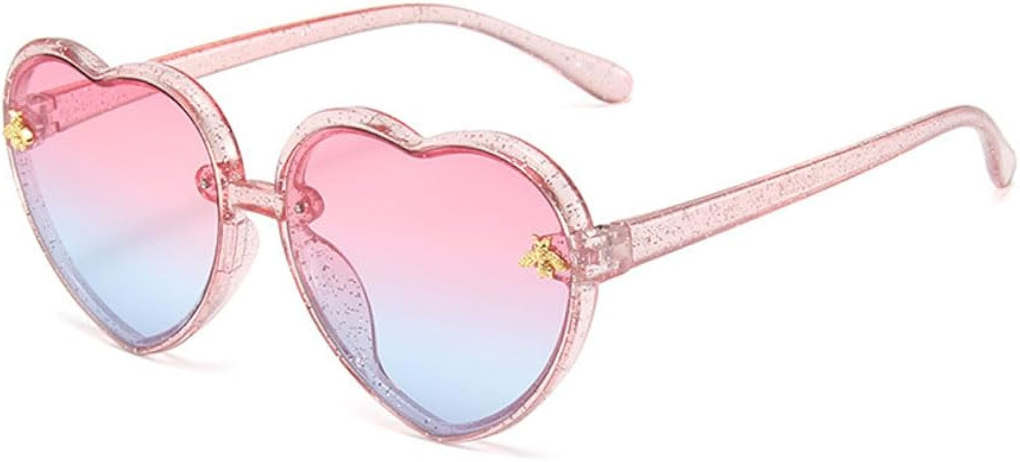 Ridering Heart Sunglasses for Toddler Girls,Shiny Cute Fashion UV400 Protection Love Heart Shaped... | Amazon (US)
