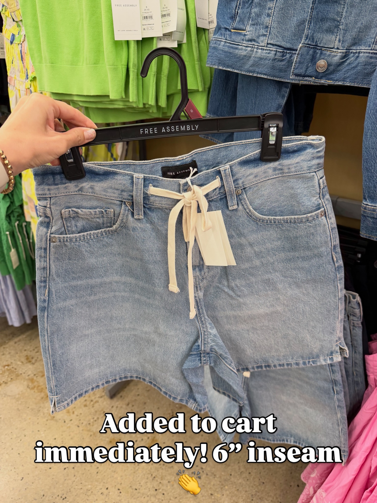 Loving these longer high rise denim shorts at Walmart, rigid denim, I got my usual size 6. #walmartfashion
