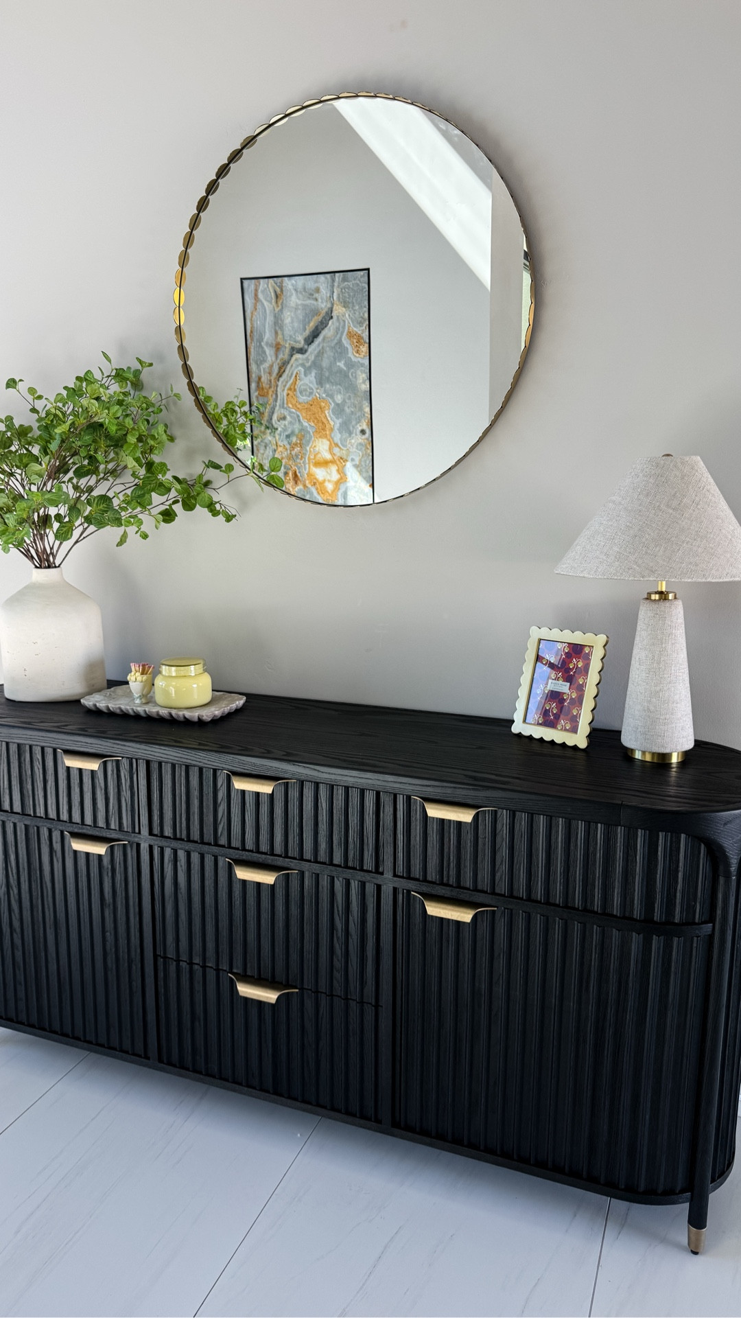 Black and gold entry console table decorated for spring! @Anthropologie 

Use code RYANNE20 for 20% off $100+ through 3/8

#LTKHome