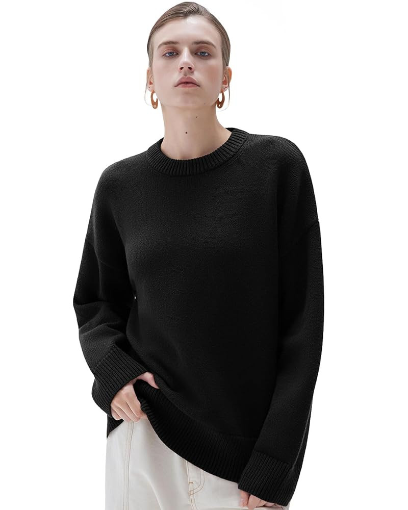 SUUKSESS Women Cashmere Oversized Long Sleeve Pullover Sweater Crew Neck Jumpers | Amazon (US)