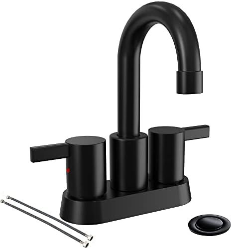 4 Inch 2 Handle Centerset Matte Black Lead-Free Modern Bathroom Faucet By Phiestina, 360 Swivel S... | Amazon (US)