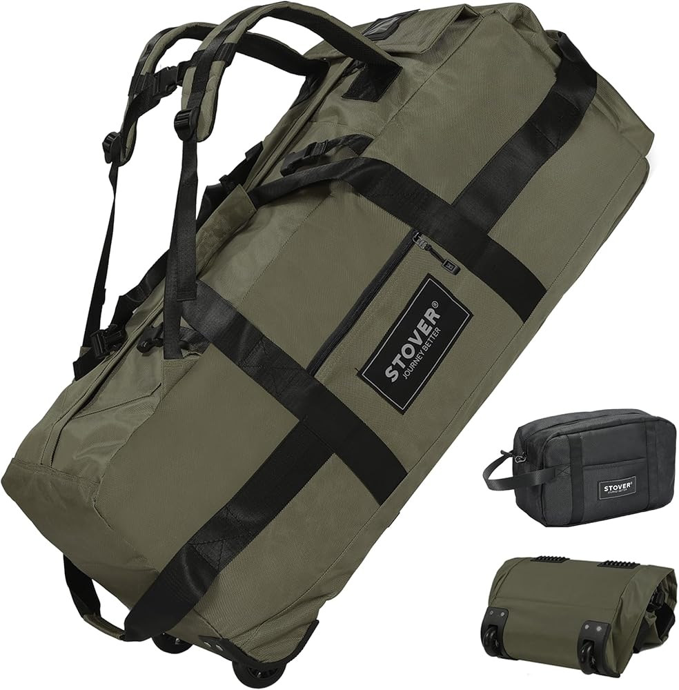 STOVER 45/80/100L Rolling Duffel Bag with Wheels, X-Large Durable Travel Duffle + Toiletry Bag, H... | Amazon (US)