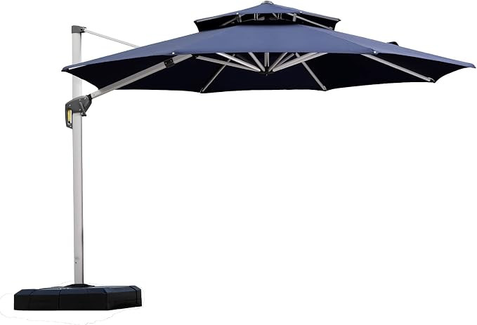 PURPLE LEAF 11 Feet Patio Umbrella Outdoor Round Umbrella Large Cantilever Umbrella Windproof Off... | Amazon (US)