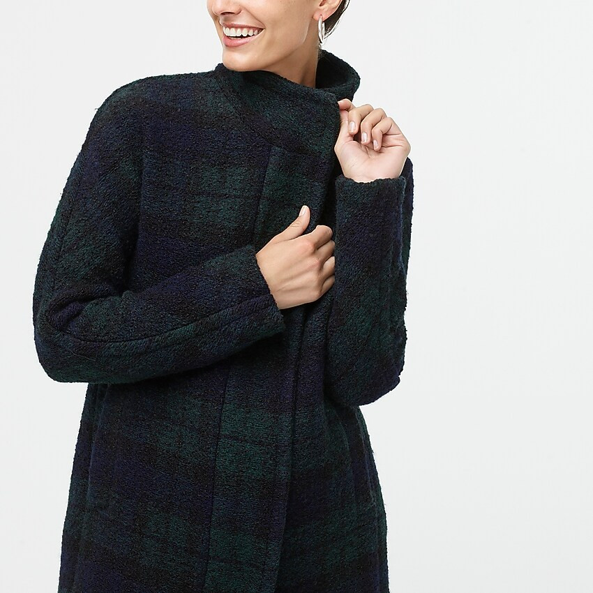 New bouclé city coat in black watch plaid | J.Crew Factory