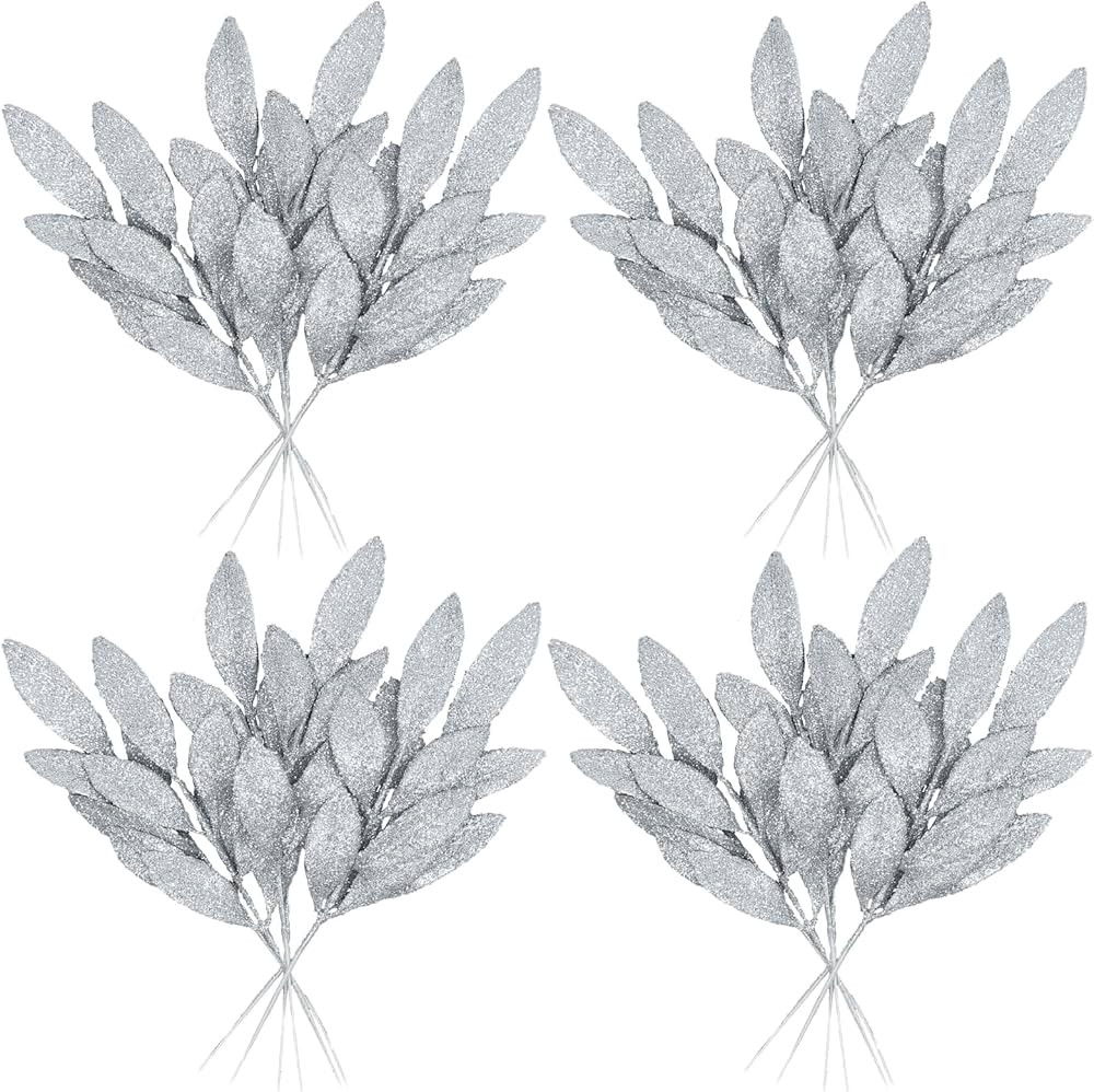 Christmas Picks and Sprays Clearance 24 Pcs, Silver Christmas Decor Decorations Ornaments Floral ... | Amazon (US)