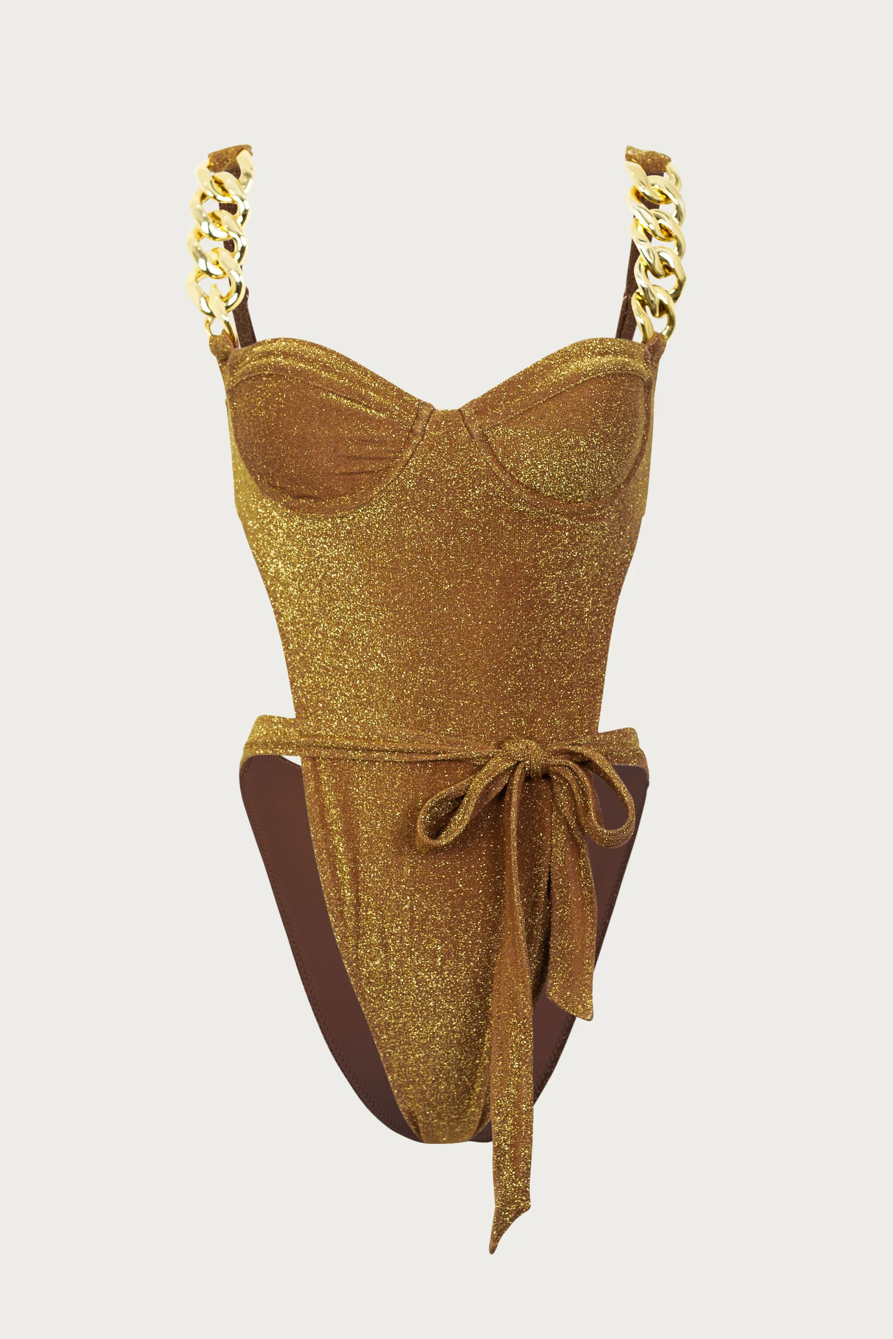 Gold Chain One Piece (Mocha Shimmer Lurex) | SAME