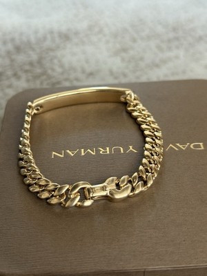 Exquisite David Yurman DY 18K Gold Heavy Curb Link ID Bracelet $13,200 | eBay US