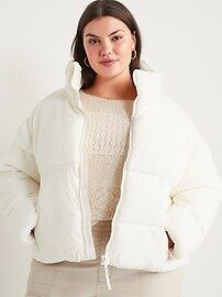 Short Sherpa-Paneled Puffer Jacket for Women | Old Navy (CA)