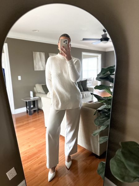 5’10” | size medium/8-10 
Sweater*: medium
Pants: medium tall 
Sling backs: 9.5 (tts) 
*sweater pictured is sold out, so I linked a similar one at a similar price point. 


#LTKfindsunder50 #LTKstyletip #LTKmidsize