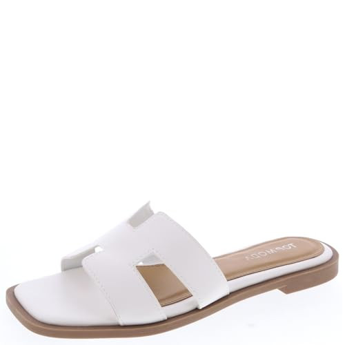 TOP Moda Elio-20 Women's Classic H-Band Slide Sandal for Women (White, US Footwear Size System, Adult, Women, Numeric, Medium, 7) | Amazon (US)