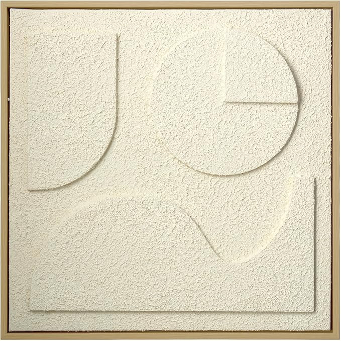 ArtbyHannah Textured Framed Wall Art, Neutral Paintings Hand-painted 3D White Wall Decor with Abs... | Amazon (US)