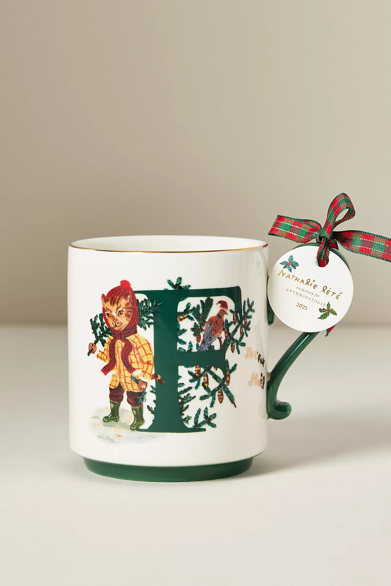 Nathalie Lete Stoneware Holiday Monogram Mug | Anthropologie (UK)