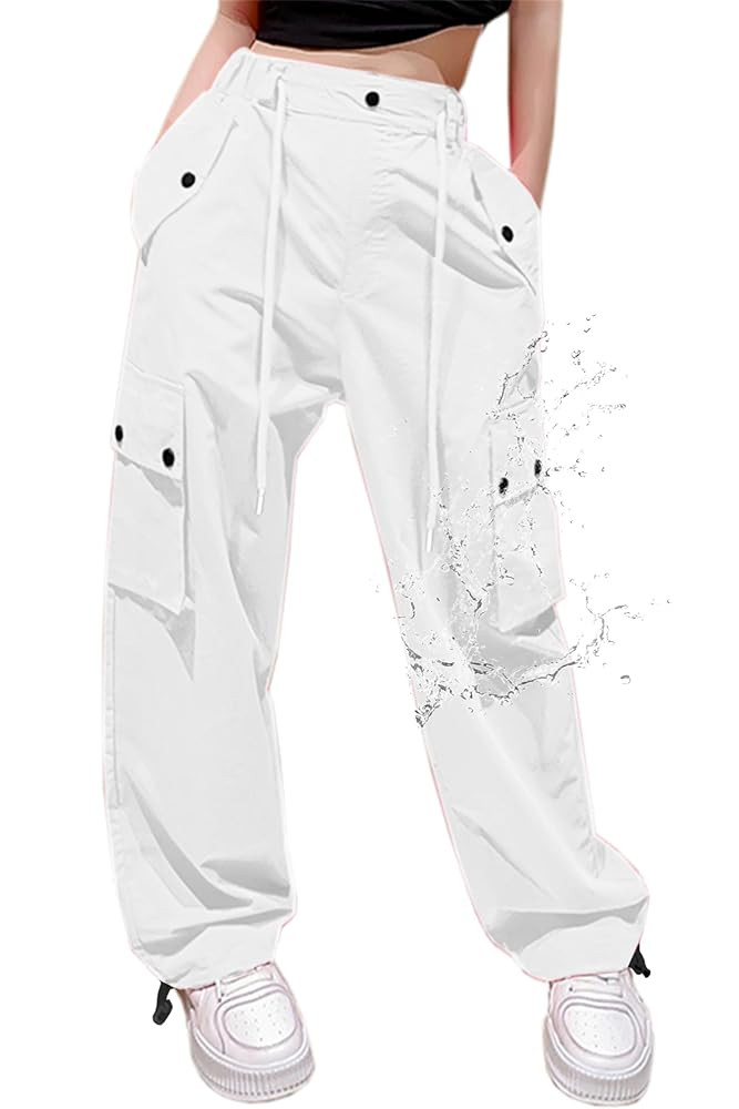 Cromoncent Cargo Pants Girls & Women Parachute Pants Y2K Baggy Rave Clothes Waterproof with Pocke... | Amazon (US)