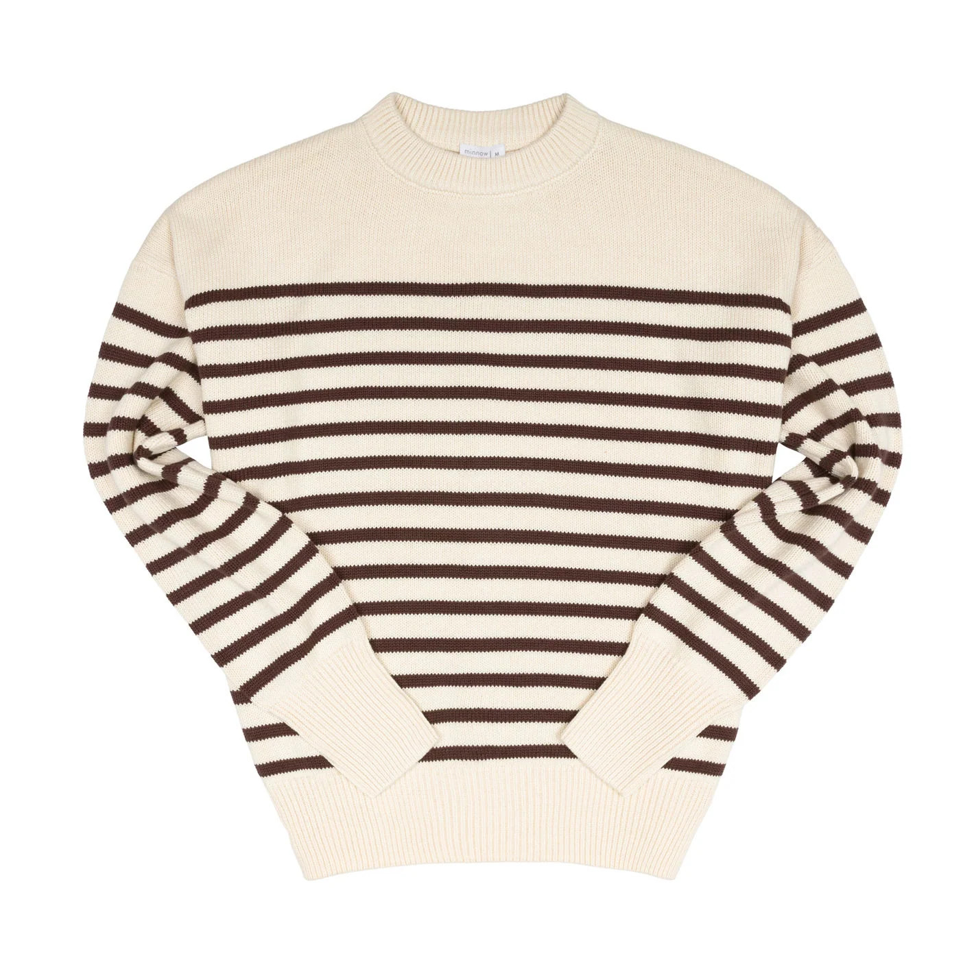 women's cream and brown stripe knit sweater | Minnow