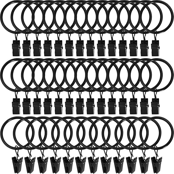 40 Pack Metal Curtain Rings with Clips, Curtain Clip Rings Hooks for Hanging Drapery Drapes Bows,... | Amazon (US)